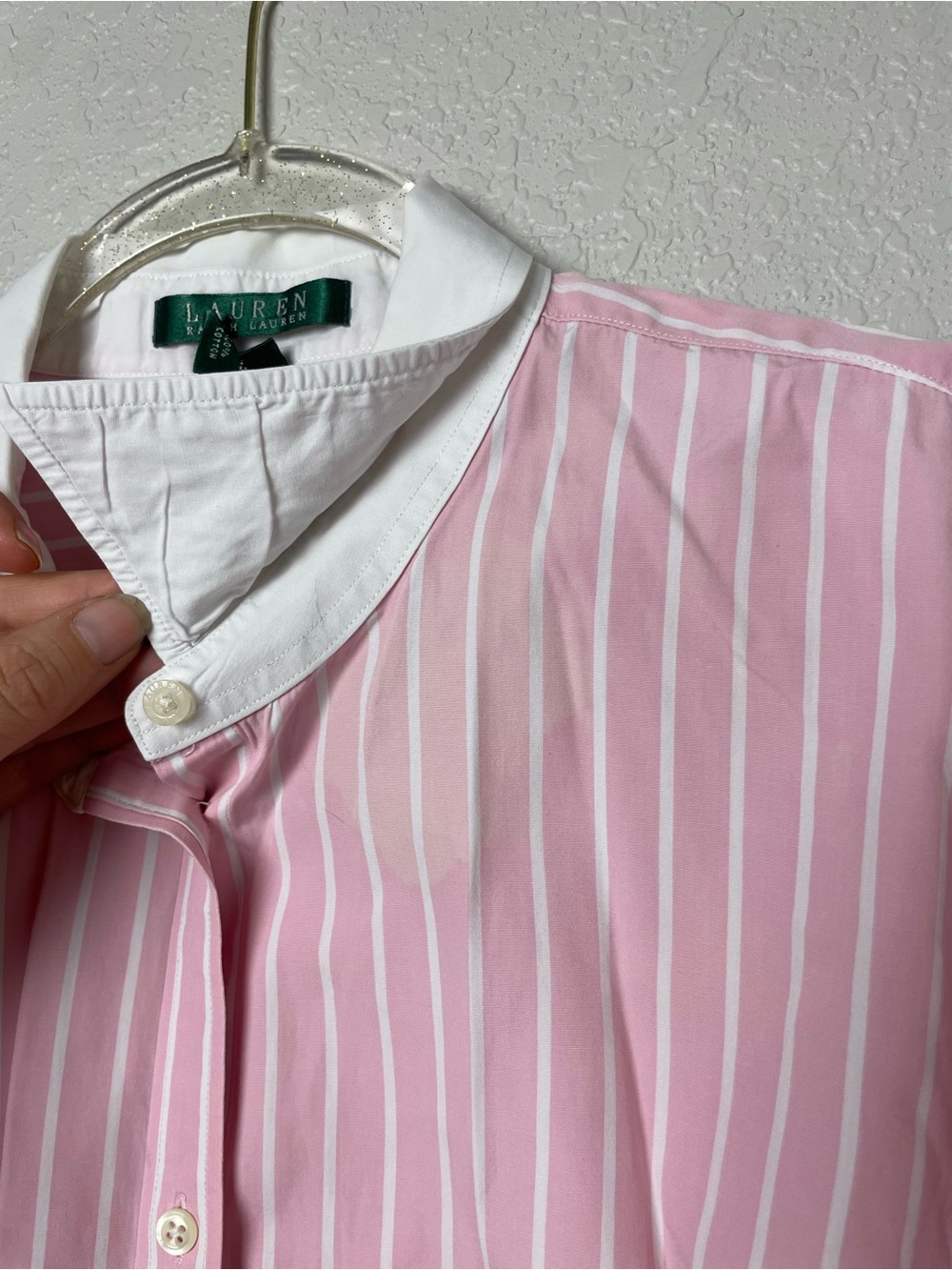 Ralph Lauren 100% Cotton Pink Stripe Dress Shirt w/Contrast Collar Size 2X As Is - Picture 9 of 10